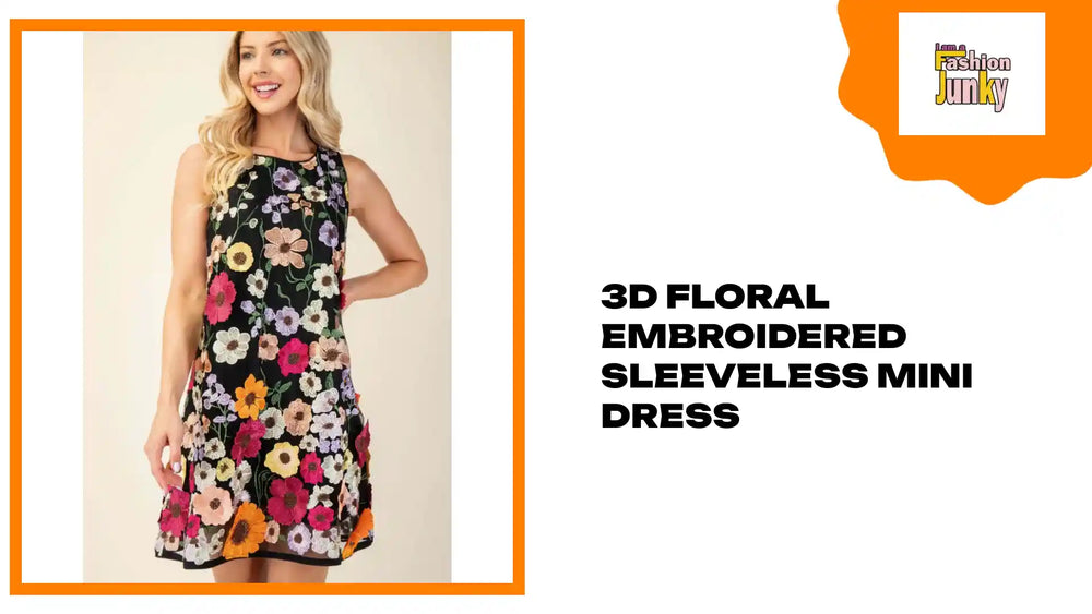 3d Floral Embroidered Sleeveless Mini Dress by@Outfy