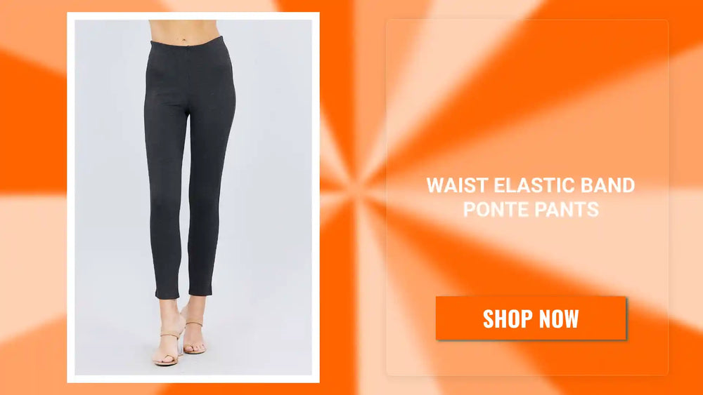 Waist Elastic Band Ponte Pants by@Outfy