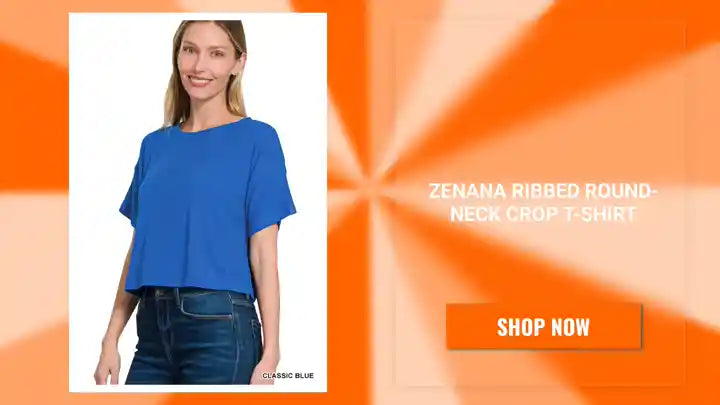 Zenana Ribbed Round-Neck Crop T-Shirt by@Outfy