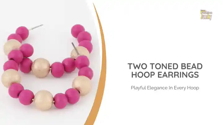 Two Toned Bead Hoop Earrings by@Outfy