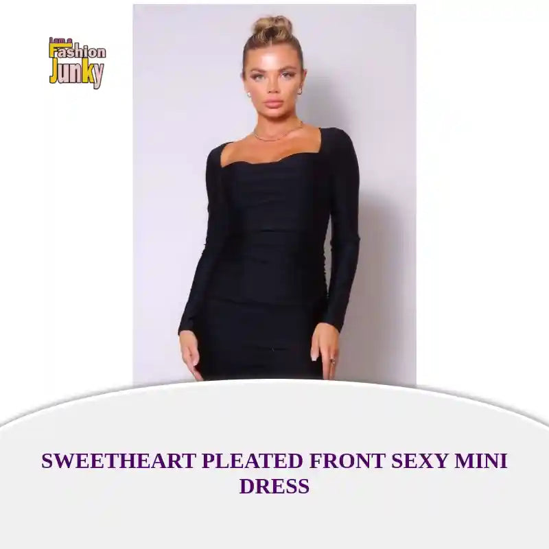 Sweetheart Pleated Front Sexy Mini Dress by@Outfy