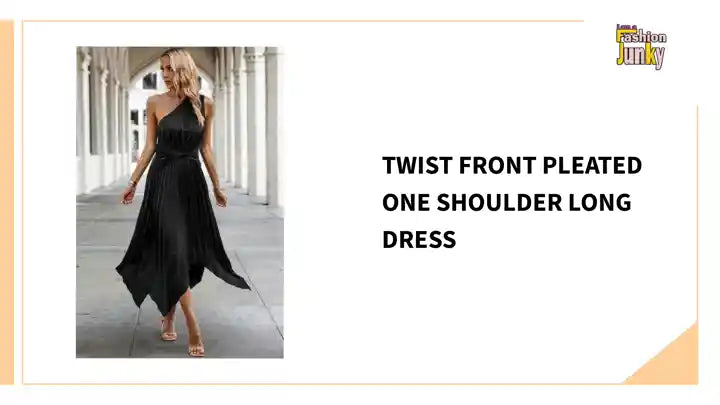 Twist Front Pleated One Shoulder Long Dress by@Outfy