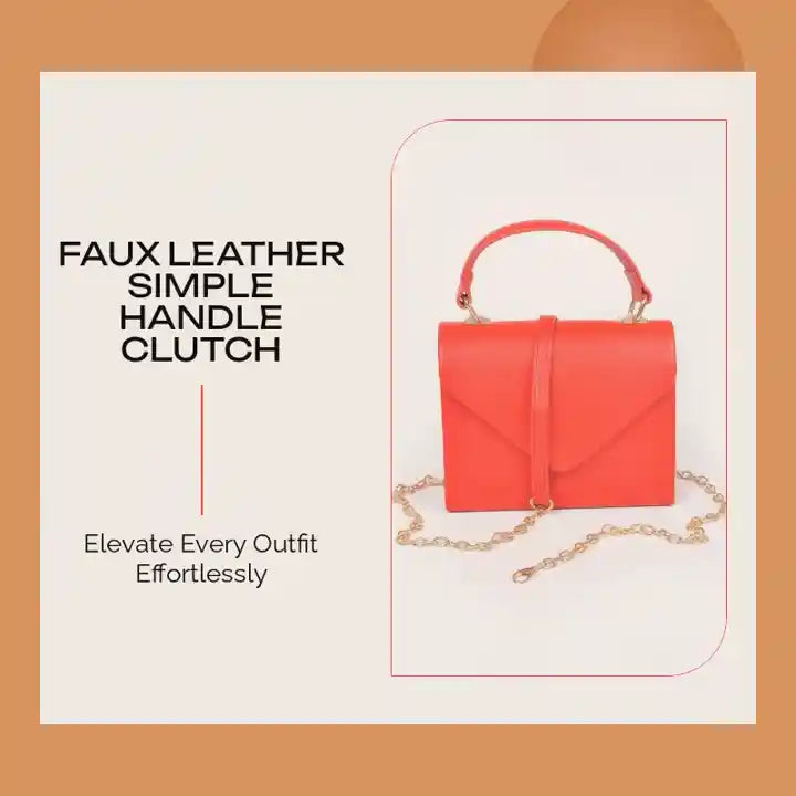Faux Leather Simple Handle Clutch by@Outfy