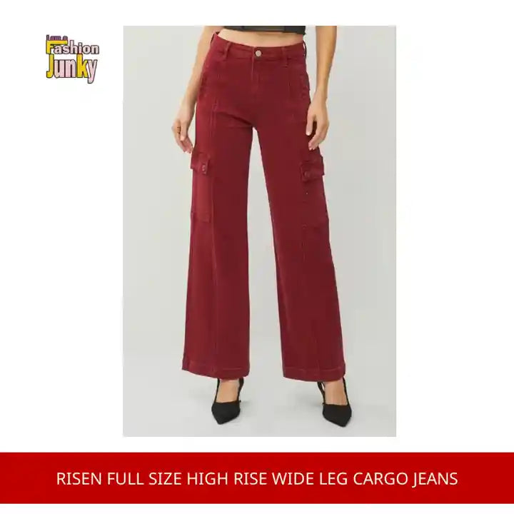 RISEN Full Size High Rise Wide Leg Cargo Jeans by@Outfy