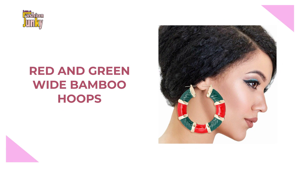 Red and Green Wide Bamboo Hoops by@Outfy