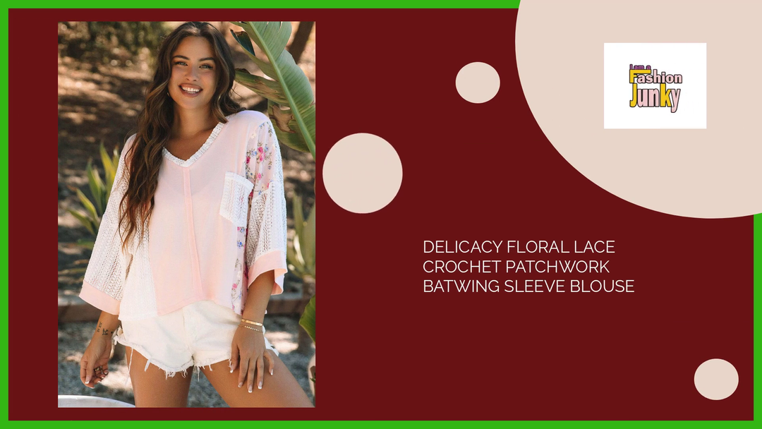 Delicacy Floral Lace Crochet Patchwork Batwing Sleeve Blouse by@Outfy