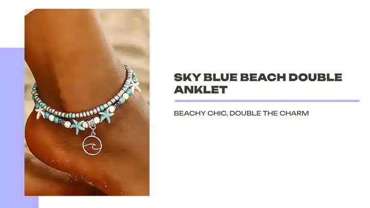 Sky Blue Beach Double Anklet by@Outfy