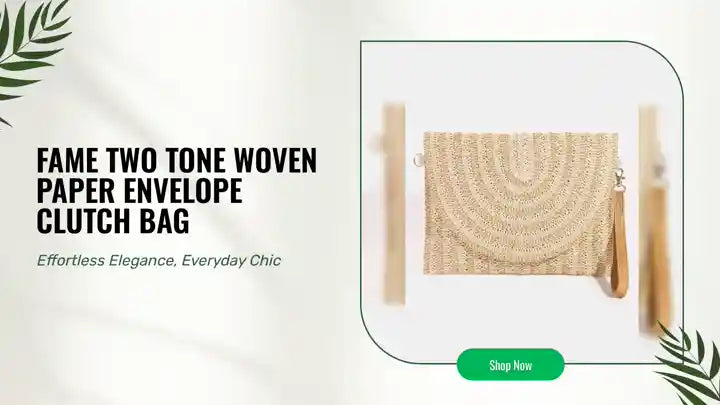 Fame Two Tone Woven Paper Envelope Clutch Bag by@Outfy