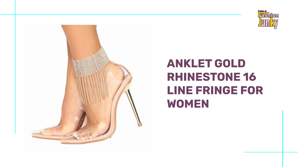 Anklet Gold Rhinestone 16 Line Fringe for Women by@Outfy
