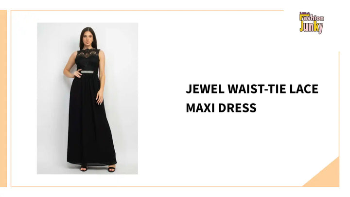 Jewel Waist-tie Lace Maxi Dress by@Outfy