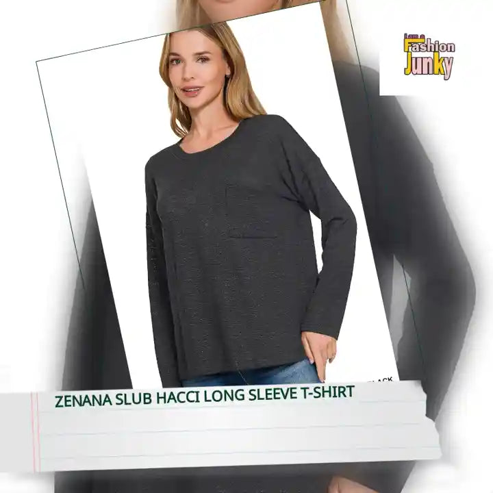 Zenana Slub Hacci Long Sleeve T-Shirt by@Outfy
