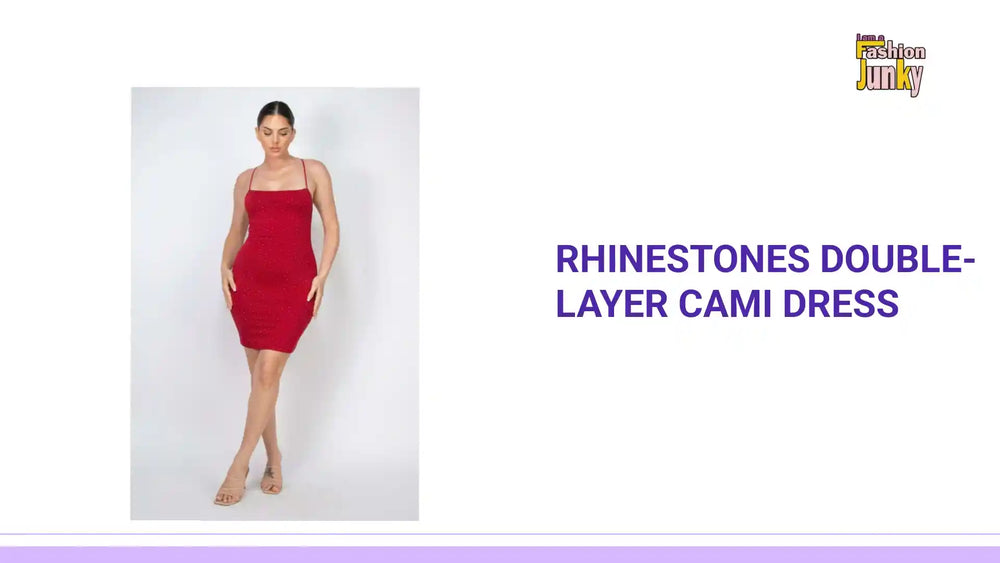 Rhinestones Double-layer Cami Dress by@Outfy
