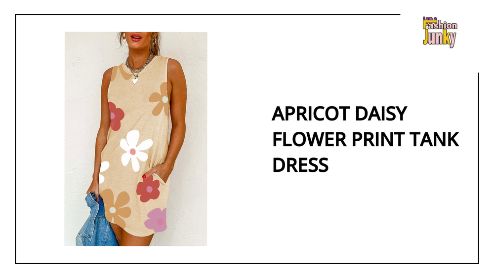 Apricot Daisy Flower Print Tank Dress by@Outfy