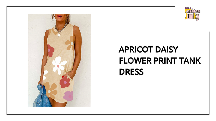 Apricot Daisy Flower Print Tank Dress by@Outfy