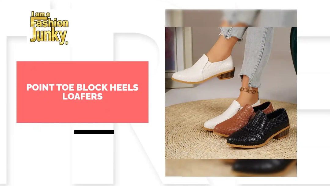 Point Toe Block Heels Loafers by@Outfy