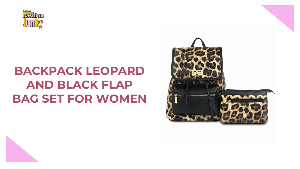 Backpack Leopard and Black Flap Bag Set for Women by@Outfy
