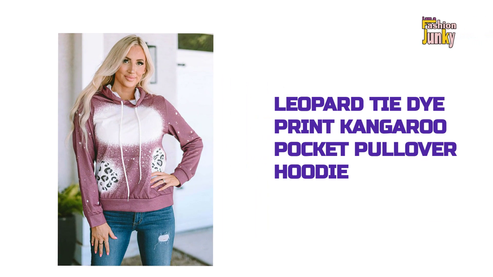 Leopard Tie Dye Print Kangaroo Pocket Pullover Hoodie by@Outfy