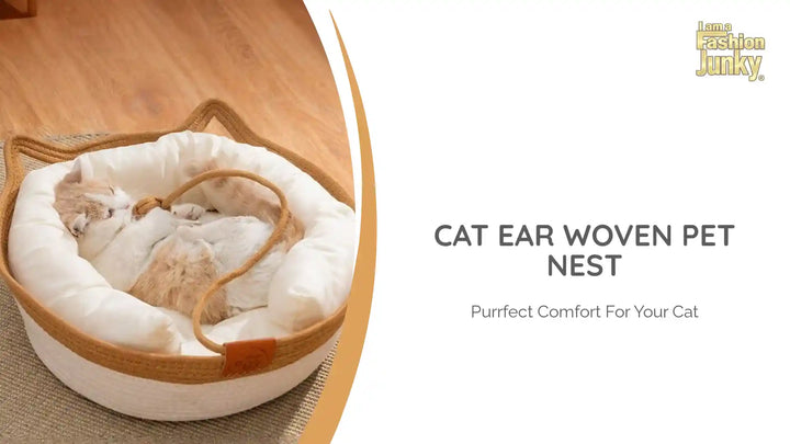 Cat Ear Woven Pet Nest by@Outfy