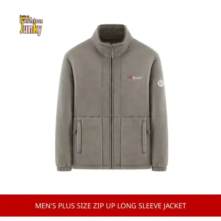 Men's Plus Size Zip Up Long Sleeve Jacket by@Outfy