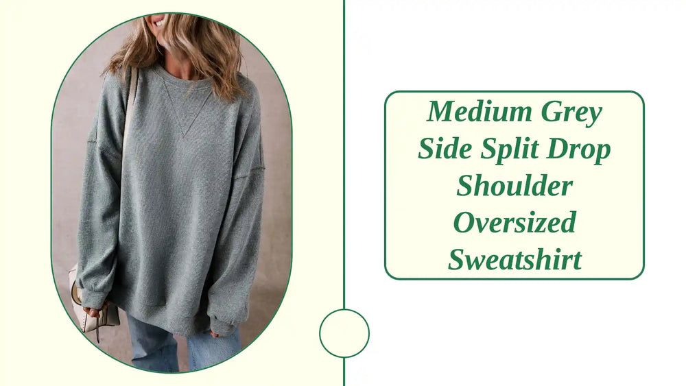 Medium Grey Side Split Drop Shoulder Oversized Sweatshirt by@Outfy