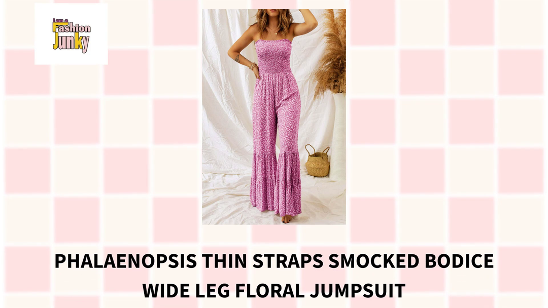 Phalaenopsis Thin Straps Smocked Bodice Wide Leg Floral Jumpsuit by@Outfy