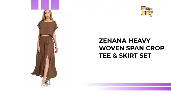 Zenana Heavy Woven Span Crop Tee &amp; Skirt Set by@Outfy