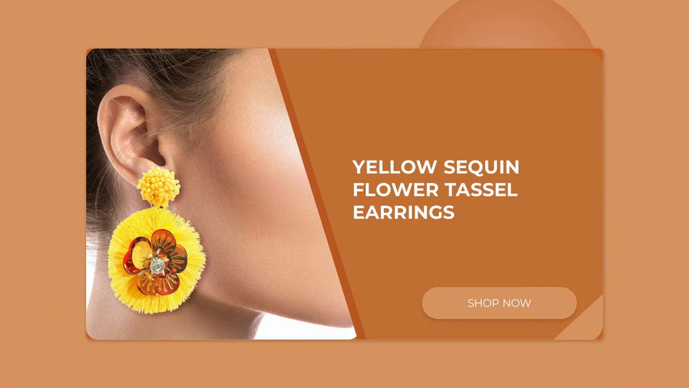 Yellow Sequin Flower Tassel Earrings by@Outfy