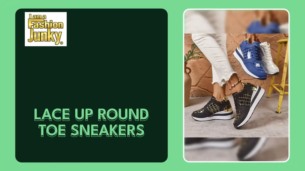 Lace Up Round Toe Sneakers by@Outfy