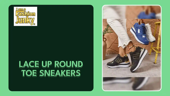 Lace Up Round Toe Sneakers by@Outfy
