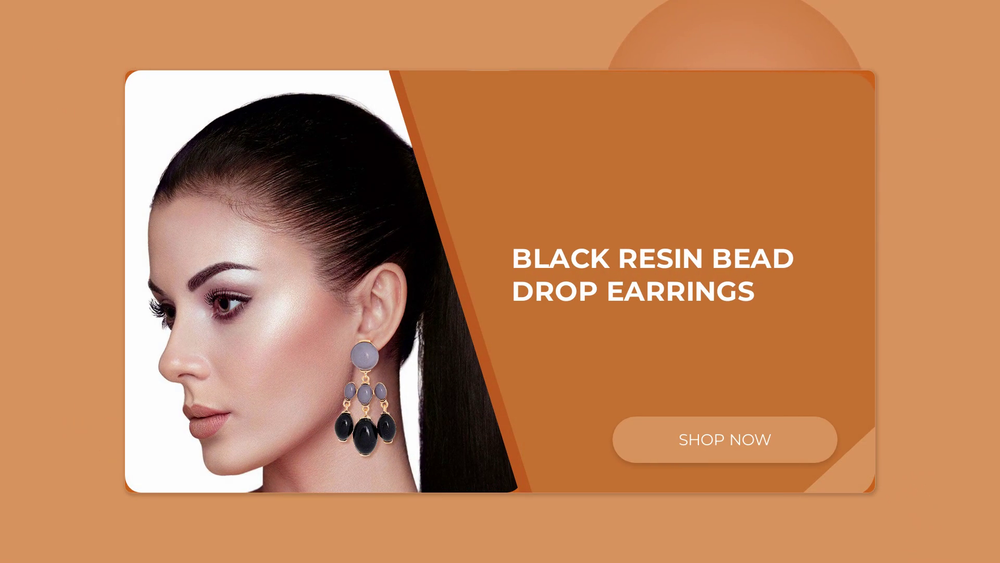 Black Resin Bead Drop Earrings by@Outfy