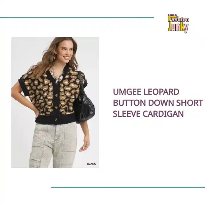 Umgee Leopard Button Down Short Sleeve Cardigan by@Outfy