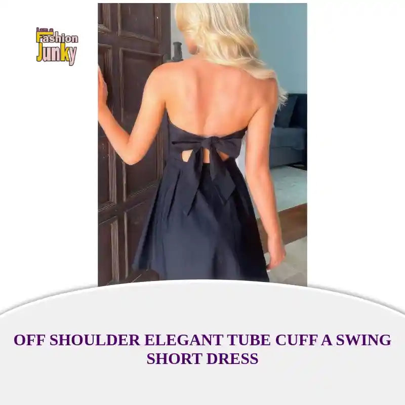 Off Shoulder Elegant Tube Cuff A Swing Short Dress by@Outfy