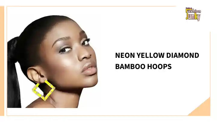 Neon Yellow Diamond Bamboo Hoops by@Outfy