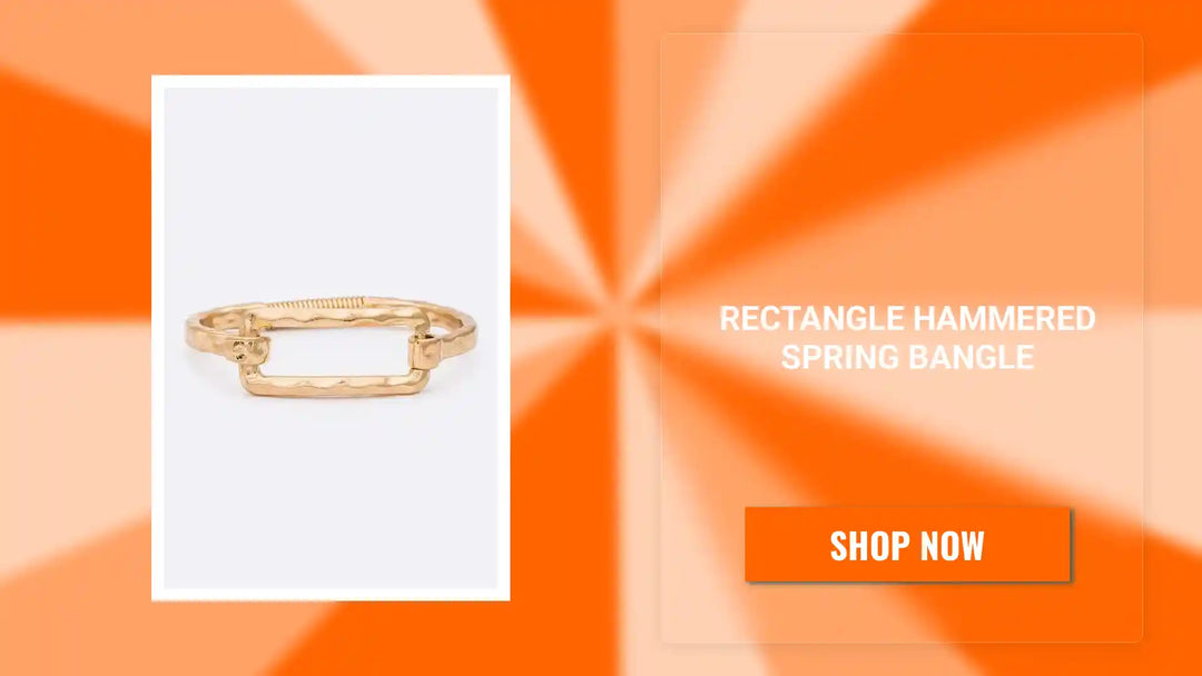 Rectangle Hammered Spring Bangle by@Outfy