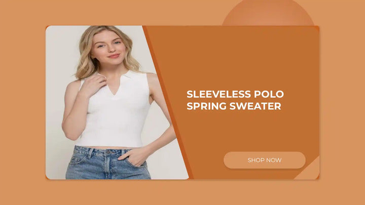 Sleeveless Polo Spring Sweater by@Outfy