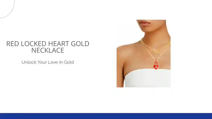 Red Locked Heart Gold Necklace by@Outfy