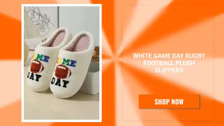 White GAME DAY Rugby Football Plush Slippers by@Outfy