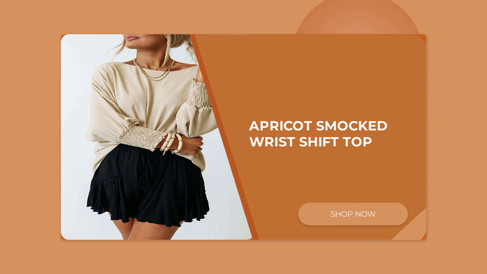 Apricot Smocked Wrist Shift Top by@Outfy