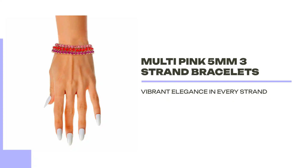 Multi Pink 5mm 3 Strand Bracelets by@Outfy