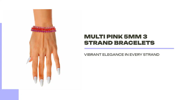 Multi Pink 5mm 3 Strand Bracelets by@Outfy