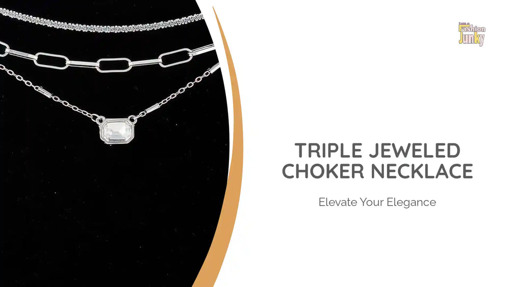 Triple Jeweled Choker Necklace by@Outfy