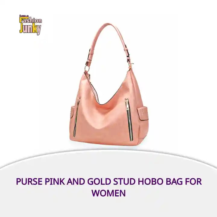 Purse Pink and Gold Stud Hobo Bag for Women by@Outfy