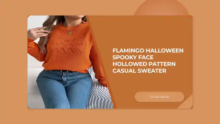 Flamingo Halloween Spooky Face Hollowed Pattern Casual Sweater by@Outfy