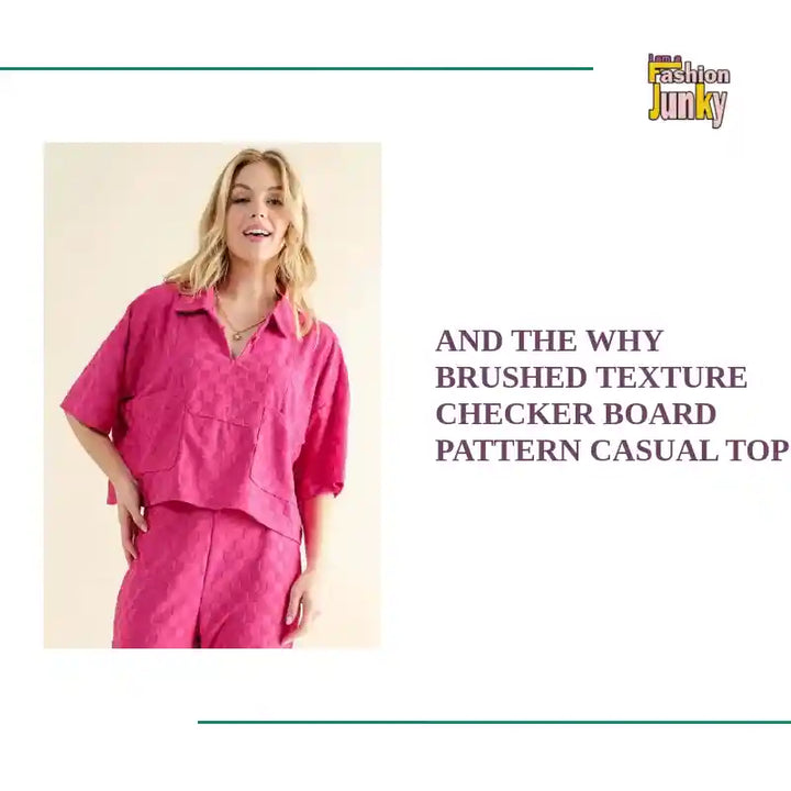 And The Why Brushed Texture Checker Board Pattern Casual Top by@Outfy