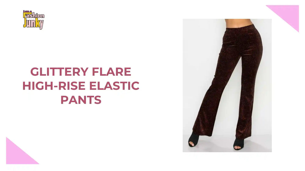 Glittery Flare High-rise Elastic Pants by@Outfy