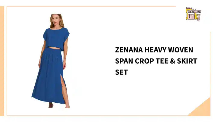 Zenana Heavy Woven Span Crop Tee &amp; Skirt Set by@Outfy