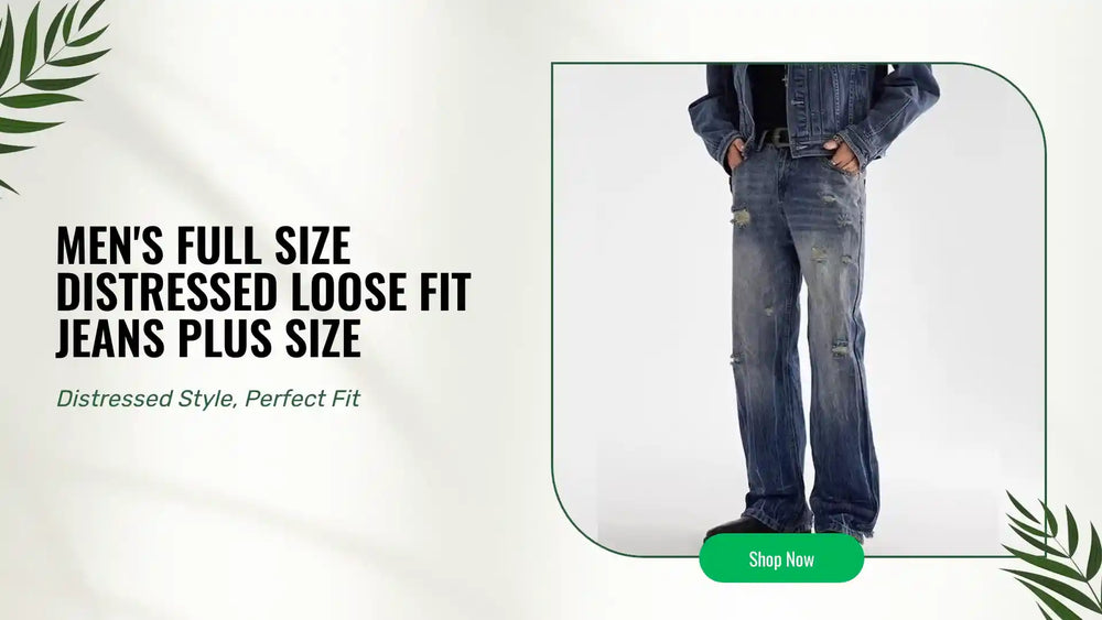 Men's Full Size Distressed Loose Fit Jeans Plus Size by@Outfy