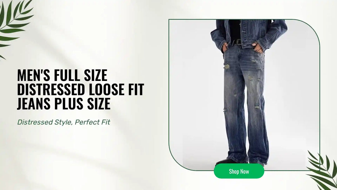 Men's Full Size Distressed Loose Fit Jeans Plus Size by@Outfy