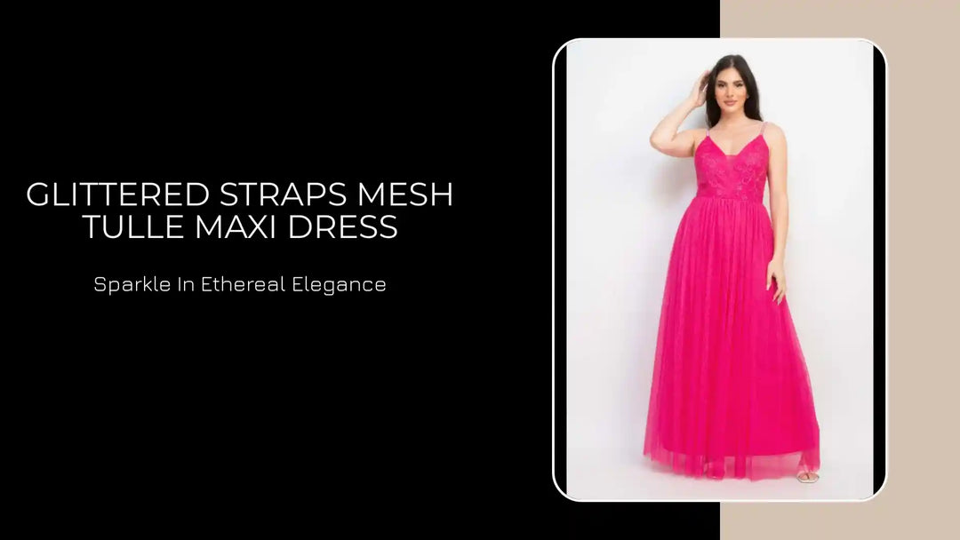 Glittered Straps Mesh Tulle Maxi Dress by@Outfy