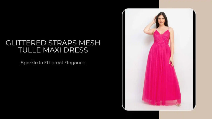 Glittered Straps Mesh Tulle Maxi Dress by@Outfy
